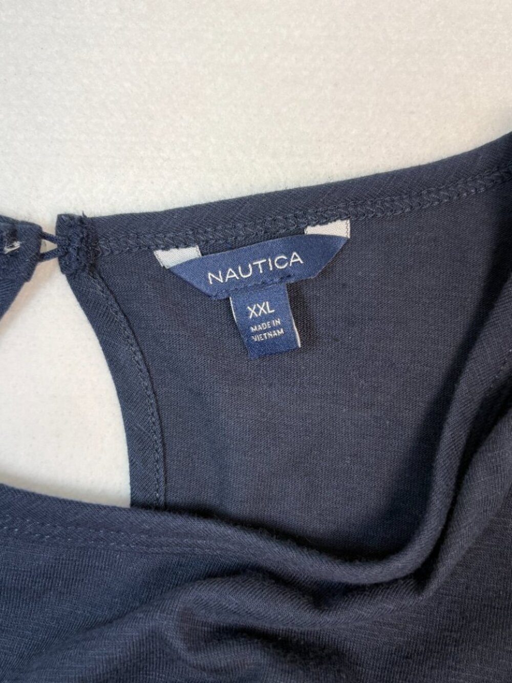 Nautica Navy Blue Keyhole Back Tee Short Sleeve Athleisure Preppy Sporty XXL - Picture 3 of 6